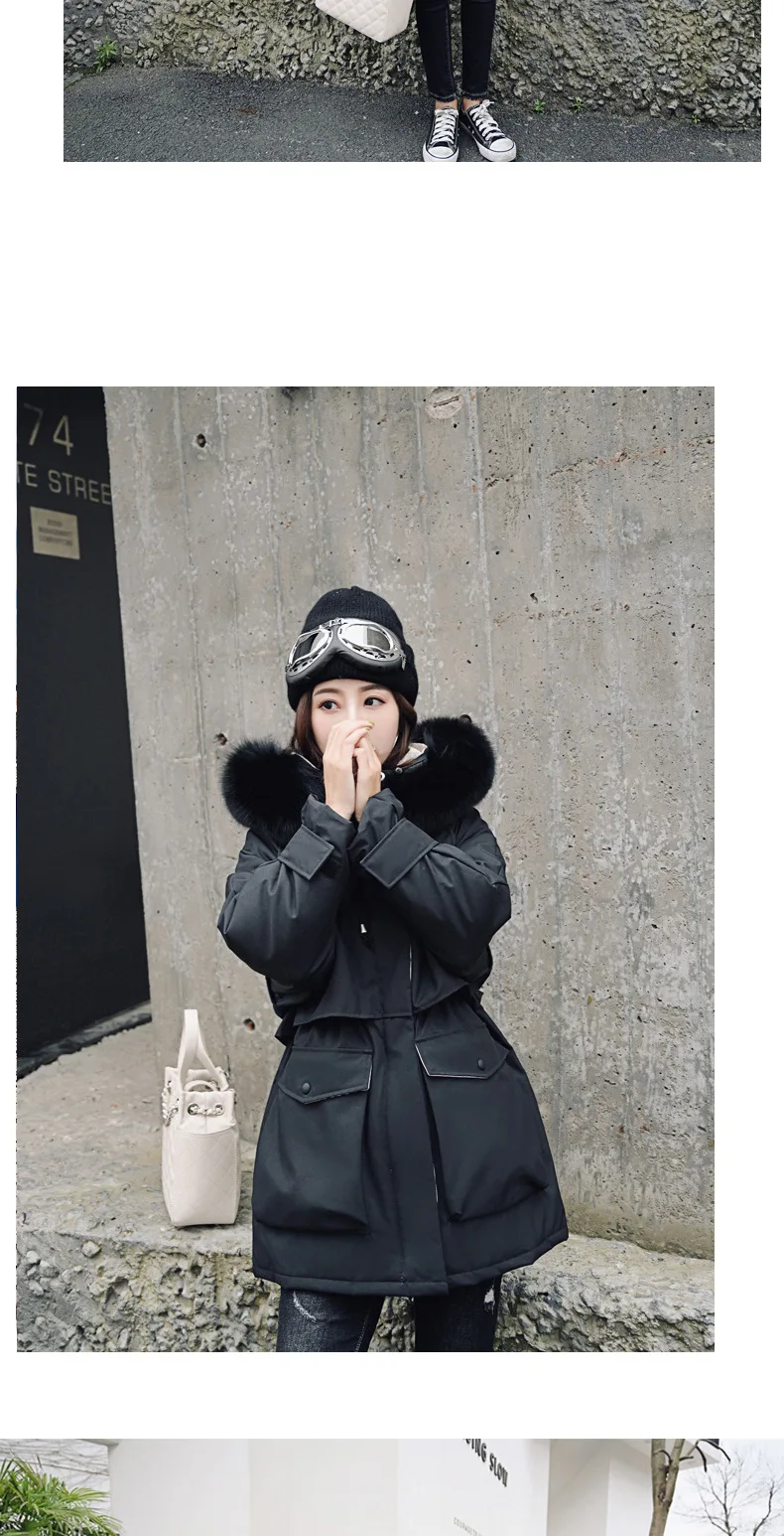 new style Korean-style down Jacket Women's Loose-Fit Thick Mid-length Jacket