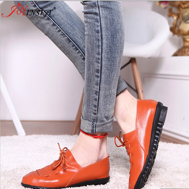 

Women Shoes 2019 New Arrival Spring Lace-up Genuine Leather Flats Shoes Woman Rubber Sole Fashion Style