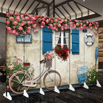 

European retro screen separates nostalgic bars, coffee restaurants, private rooms, cloth art, mobile folding