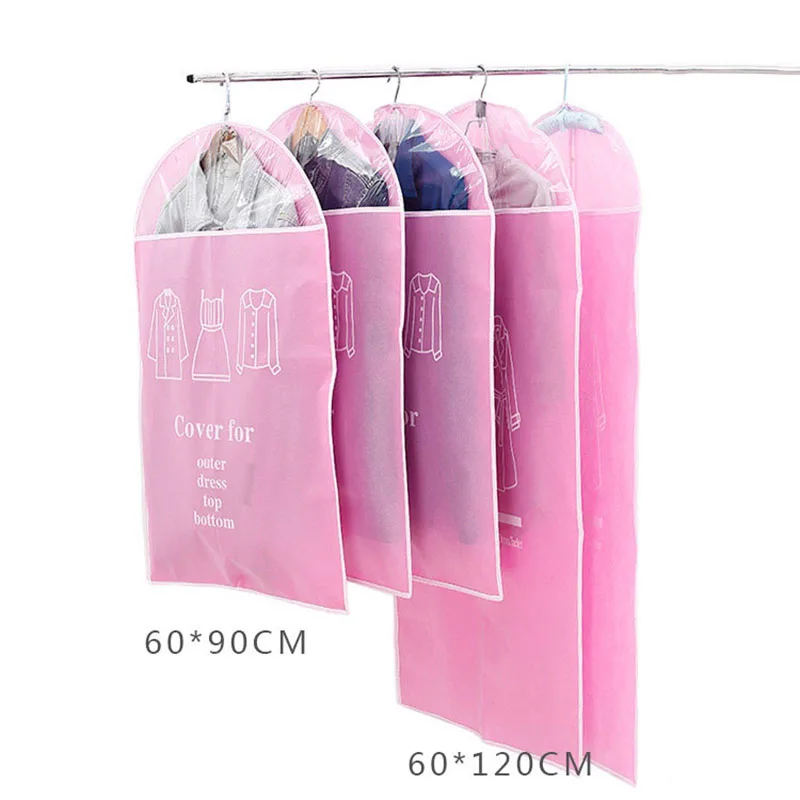 Pink 5 шт. комплект одежды, подвесное платье, костюм, пальто, пылезащитный чехол, домашняя сумка для хранения, чехол, органайзер для гардероба, подвесная одежда - Цвет: Pink