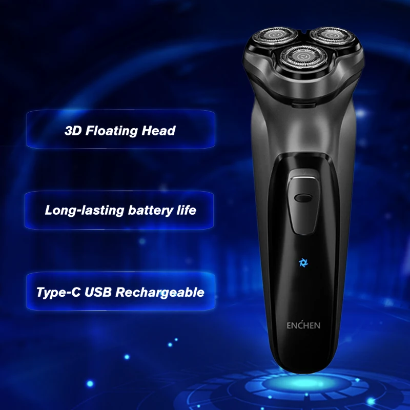 XIAOMI для мужчин для лица бритва Enchen BlackStone 3D умный электробритва моющийся type-C USB Перезаряжаемый станок для бритья бороды