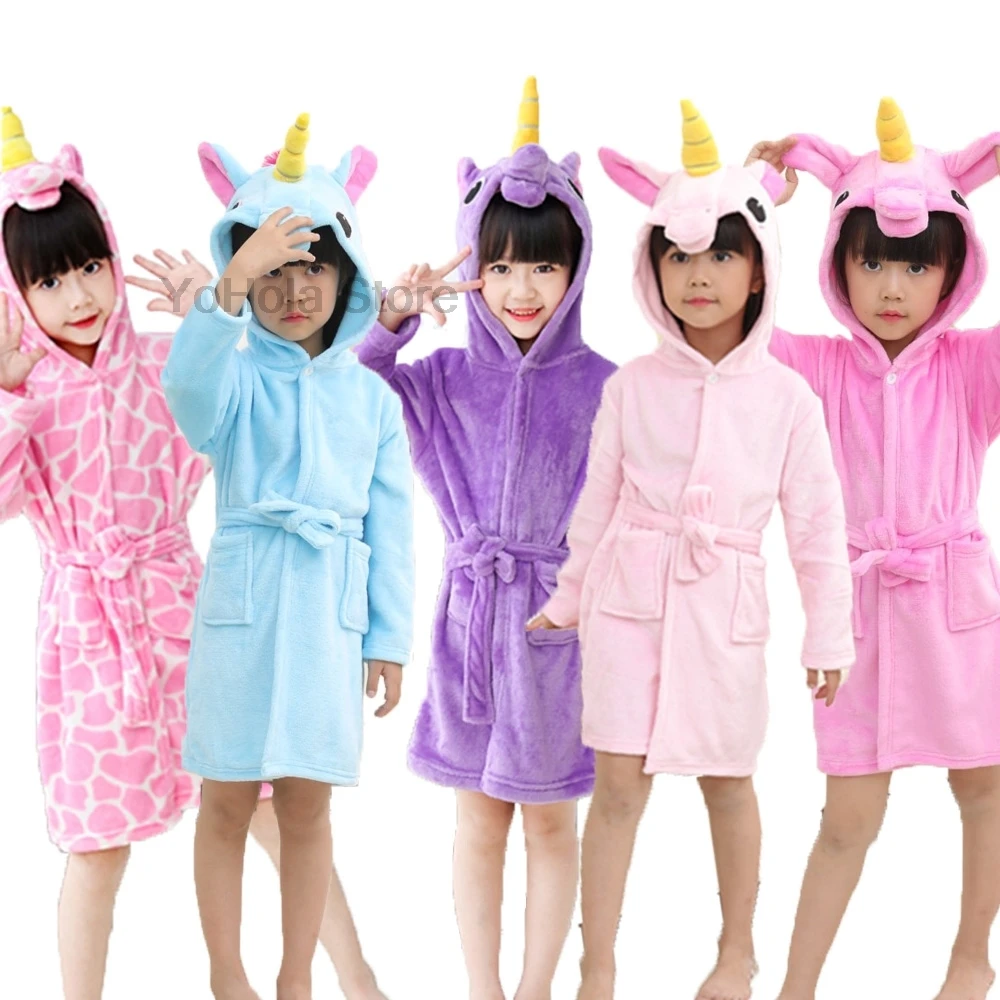 Tanie Zima miękkie jednorożec szlafrok dziewczynka Kigurumi piżamy moda szlafroki chłopcy ubrania dla dzieci Onesies sklep