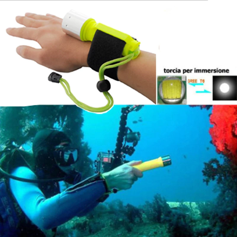 Waterproof-2000LM-T6-LED-Diving-T6-Flashlight-Fluorescent-Yellow-CREE-XML-T6-Torch-Plastic-Waterproof-Light