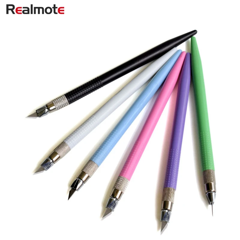 

Realmote High Carbon Steel Plastic Pen Knife 30 Cutting Knife 12 Pc Set Blade Tools Leather Film Wood Carving Crafts For Repair