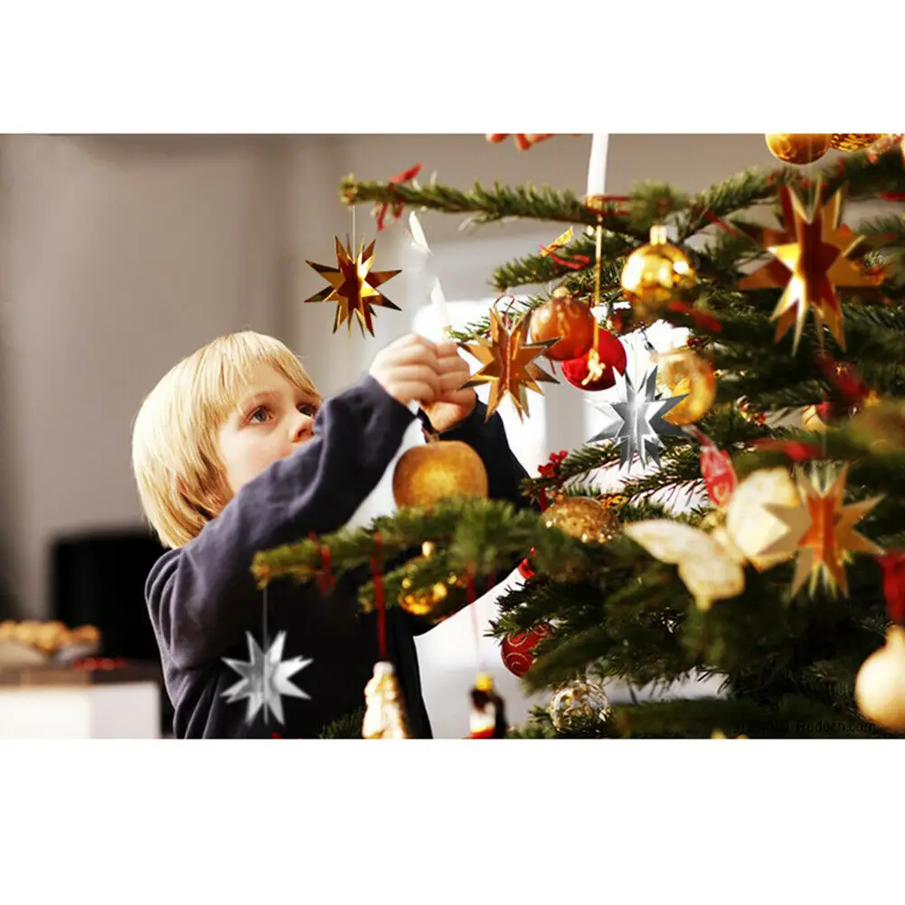 6 шт./компл. 3D Рождество анис, звезда витрину Декор Xmas Tree Висячие украшения