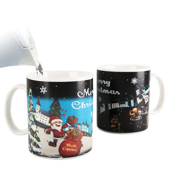 

300ML Ceramic Mug Cartoon Coffee Mugs Drinkware Magic Color Changing Cups Friends Birthday Gift Christmas Cup for Happy New Year