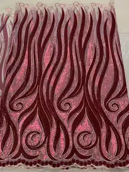 

African Lace Fabric 2020 High Quality Lace Velvet French Net Lace Fabric With Sequins and Stones Nigerian Lace Fabric