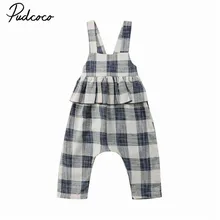 Г. Детская летняя одежда Необычные комбинезоны для девочек Свободные Комбинезоны с рюшами, ползунки в клеточку хлопковая одежда, костюм От 2 до 8 лет