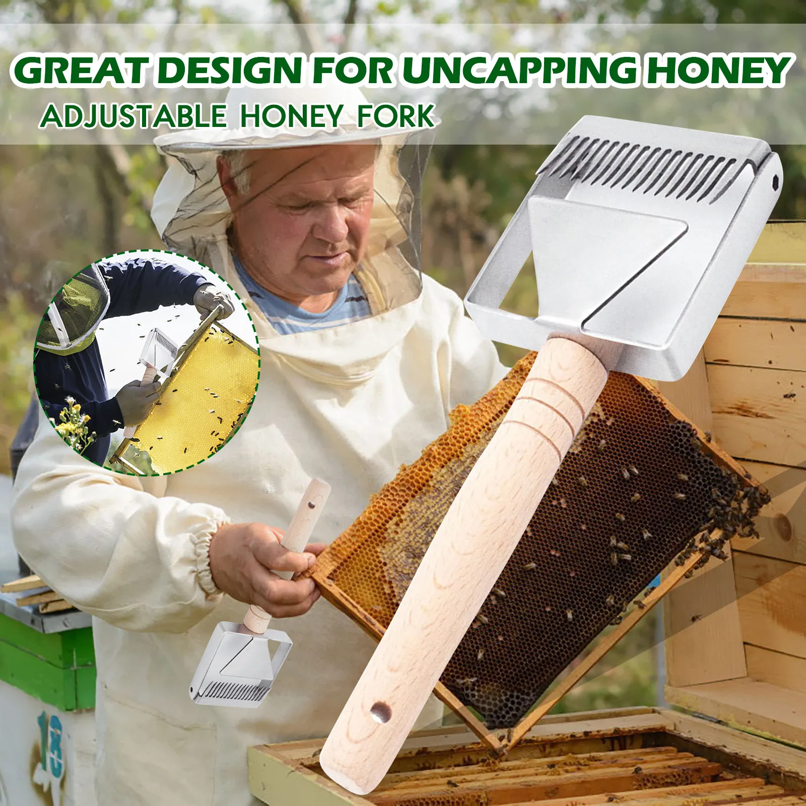 Uncapping Honey Bee Hive Fork Scraper Hive Tool 23.5x7.5cm For Beekeeping Tool 