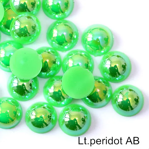 Light-peridot-AB 8 размеров 15AB цвета имитация жемчуга полукруглый жемчуг плоские бусины жемчуга использовать для украшения ногтей DIY B0566 - Цвет: Light-peridot-AB