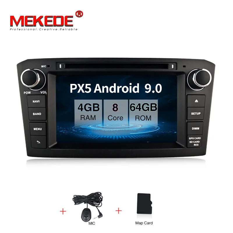 Android 9,0 8 ядерный автомобильный DVD gps мультимедийный блок плеер для TOYOTA Avensis 2005-2007 wifi BT Авто Радио Стерео вид камера рекордер - Цвет: 8core 64G black