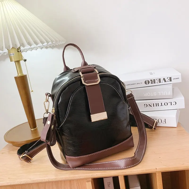 

2020 New Fashion Solid Color Backpack For Women Luxury High Quality Soft Leather Shoulder Bag Autumn And Winter Mochila Feminina