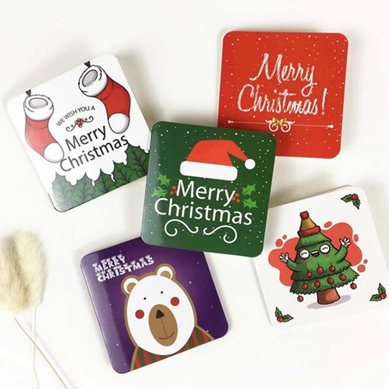 24pcs Creative Merry Christmas Small Greeting Cards Kids Mini Christmas Greeting Cards New Year Postcard Gift Card Xmas Party