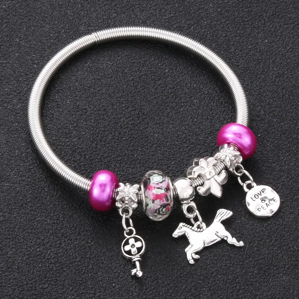 Брелоки в форме лошади, оригинальные эластичные металлические бисероплетенные античные браслеты для женщин, фирменный браслет, браслет, ювелирное изделие, подарок - Окраска металла: 2222