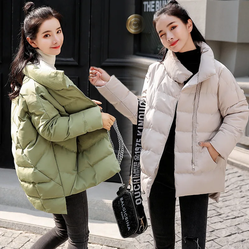 

Short Cotton-padded Clothes Women's 2018 New Style INS Cotton Coat Fashion BF Loose Fashion Students Stand Collar Winter Small C