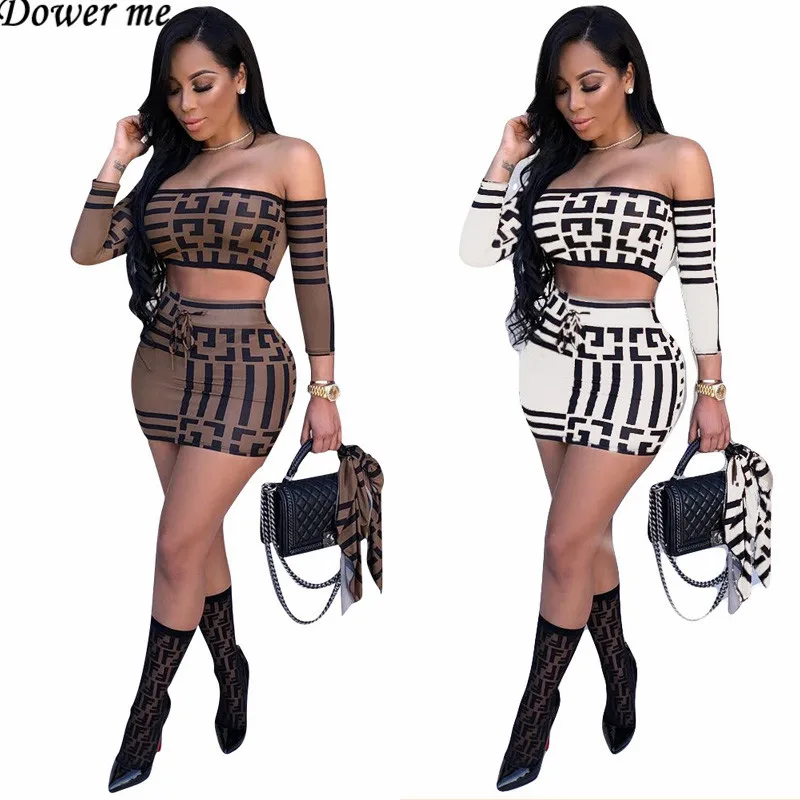 

Dower Me 2019 Casual Slash Neck Three Quarter Striped Short Set Crop Tops and Elastic Waist Above Knee Women Dress NZ036