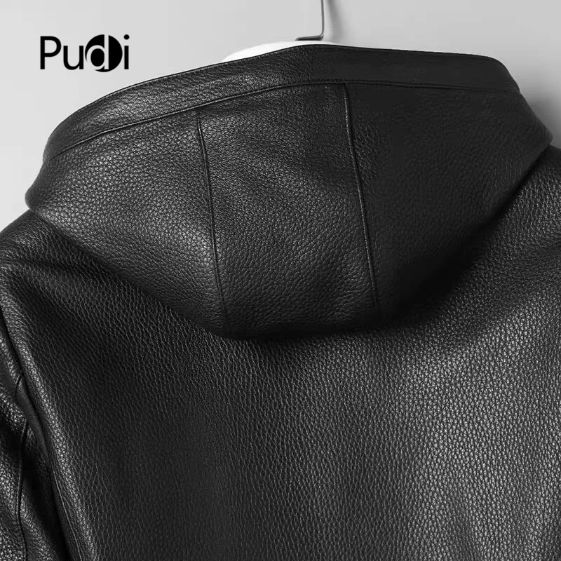 Pudi MT931 новые модные мужские куртки и пальто короткие с капюшоном из настоящей овечьей шерсти жакеты из овечьей кожи Верхняя одежда из натуральной кожи