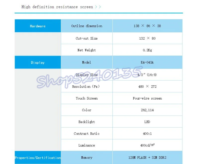 Samkoon EA-043A HMI Сенсорный экран 4,3 дюймов 480*272 интерфейс человека