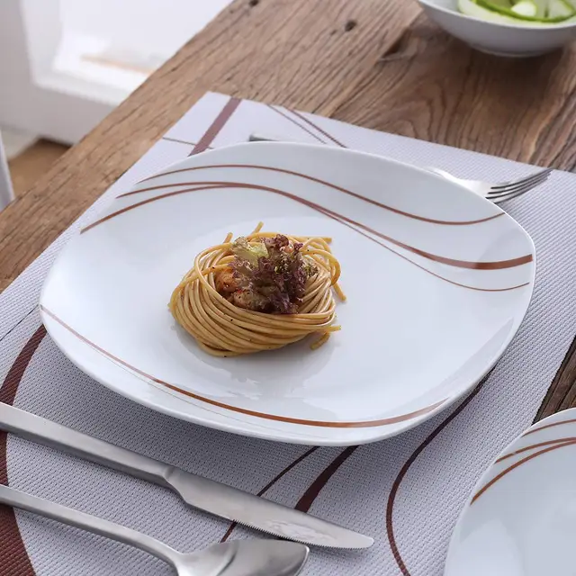 Veweet Bonnie 60 Darabos Porcelán Asztali Vacsora Tányérkészlet Desszert Tányér Leves Lemez Kupa És Csészealj - Image 2