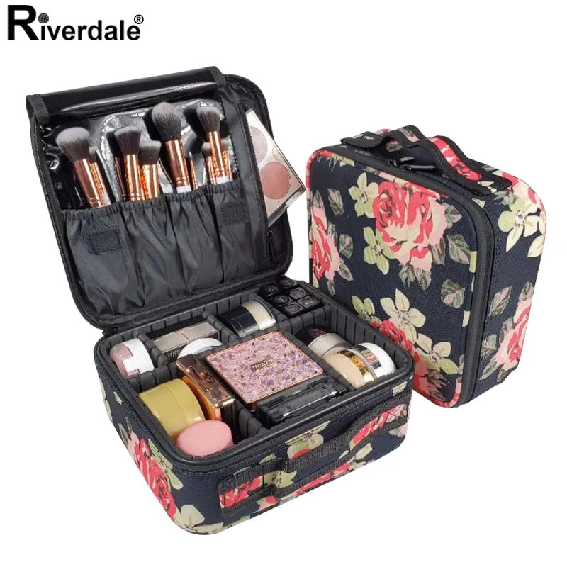 

Rose Flower Professional Makeup Case Full Beautician Travel Suitcase For Manicure Need Women Cosmetic Bag Organizer For Female