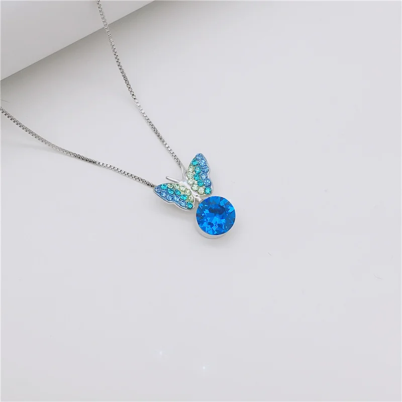 

Ms Betti 2021 Butterfly Rhinestones Pendant Necklace New Design Girl's Gift For Women Wedding Party Jewelry