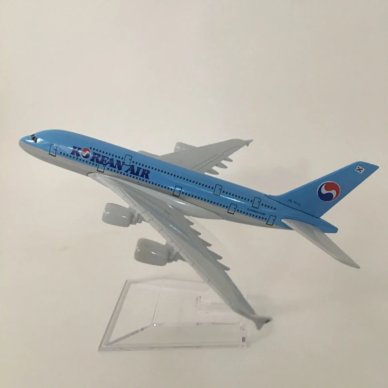 16cm Alloy Metal Airplane Model Korean Air A380 Airlines Aircraft Airbus 380 Airways Plane Model W Stand Gift free shipping 5