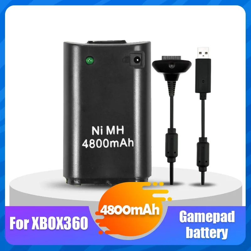 1 шт. перезаряжаемый аккумулятор 4800 мАч + USB-кабель для зарядного устройства XBOX 360