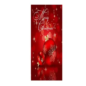 

Christmas Lattern Pattern Door Sticker Waterproof Self-Adhesive Removable Wall Sticker for Wall Home Decoration