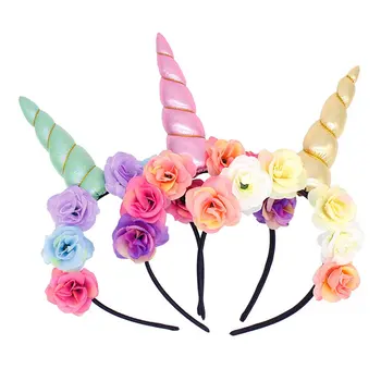 

New Hot Funny Single Horn Headband Halloween Party Horns Headband Hair Accessory Children Show Props Eight Colors Option