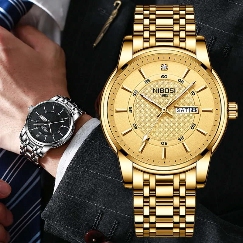 

NIBOSI Fashion Mens Watches Top Brand Luxury Business Stainless Steel Waterproof Sports Clock Quartz Watch Men Relogio Masculino