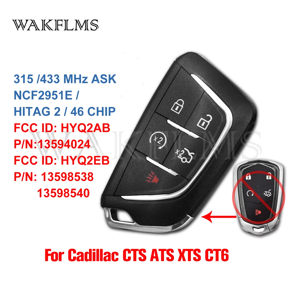 Upgrade Modified Key For Cadillac CTS ATS XTS CT6 2014 2015 2016 2017 2018 2019 Keyless Entry Smart Car Remote Key HYQ2AB HYQ2EB