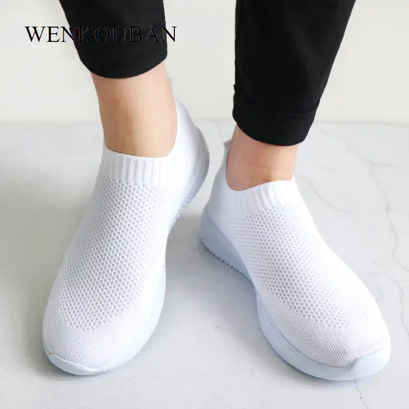 ladies white sock trainers