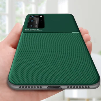 

For huawei p40 pro case Magnetic Car Holder Case For huawei p 40 lite p40 light luxury Leather Texture phone cover coque fundas