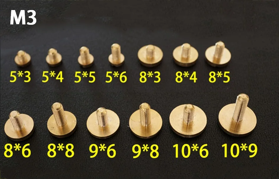 50 шт. M3 * 3/4/5/6 мм Leathcrafts чистая твердая латунь плоская шлицевая головка риветовые