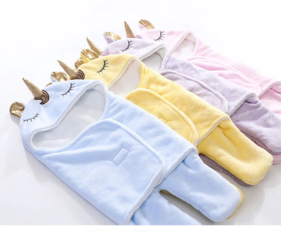Детский спальный мешок IMBABY, зимний спальный мешок с единорогом для малышей, фланелевый Теплый Пеленальный мешок для мальчиков и девочек, спальный мешок, Товары для новорожденных