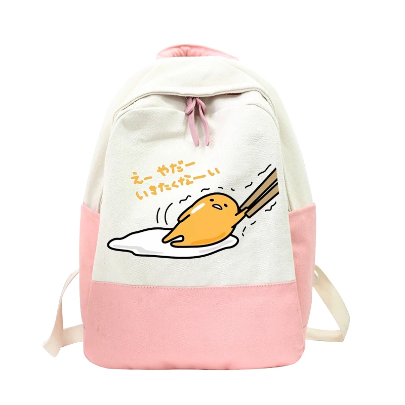 Японский стиль Gudetama холщовый рюкзак для женщин симпатичное яйцо принт дорожный Рюкзак Школьная Сумка для досуга для девочек-подростков сумка на плечо - Цвет: 12