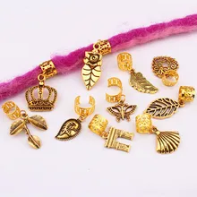 3 шт./пакет, подвязанные лентой, с объемной волной Винтаж ногтей поталь с подвеской с изображением короны, Viking спираль бусины для дредов кольца трубки зажимы для волос аксессуары для подвески