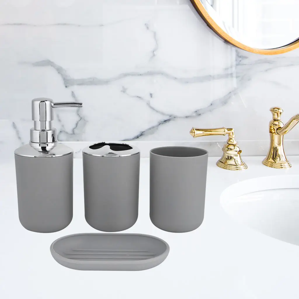 GMMH Badset, 6-delig, diverse badkameraccessoires, met zeepdispenser en wc-borstel (donkerblauw ontwerp 2a GMMH Badset, 6-delig, diverse badkameraccessoires, met zeepdispenser en wc-borstel (donkerblauw ontwerp 2a