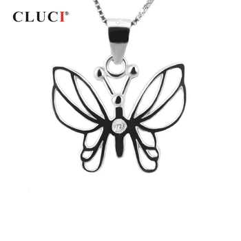 

CLUCI Silver 925 Butterfly Pearl Pendant Mounting for Women Necklace Jewelry Making 925 Sterling Silver Pendant Jewelry SP021SB