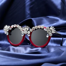 Модные женские солнцезащитные очки с кристаллами, Роскошные, стразы, солнцезащитные очки для мужчин, винтажные, кошачий глаз, солнцезащитные очки Oculos Gafas De Sol