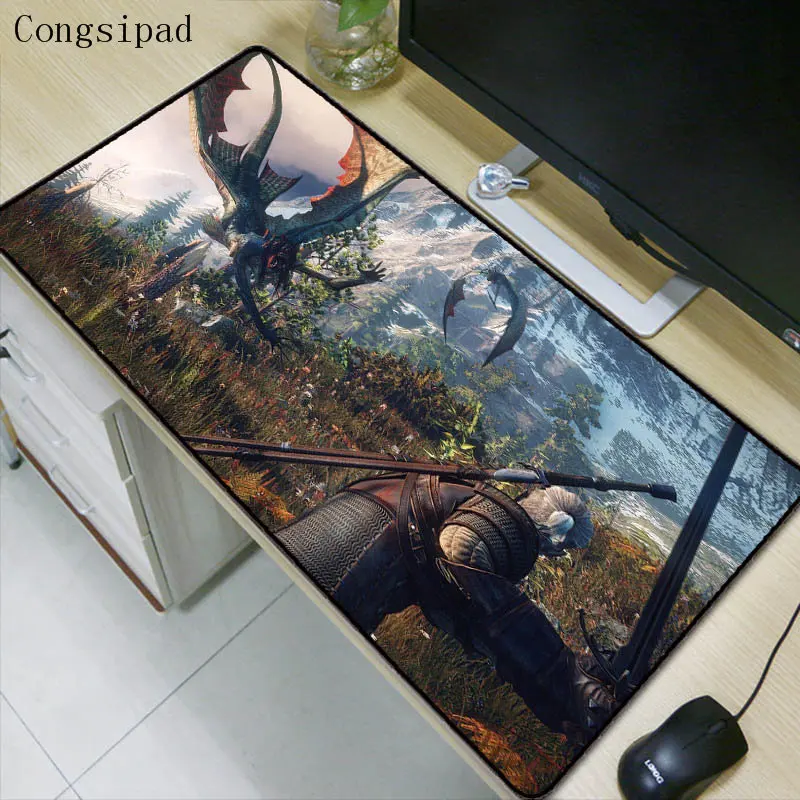 Congsipad Ведьмак 3 Дикая Охота игровой коврик для мыши запирающий край большой ПК