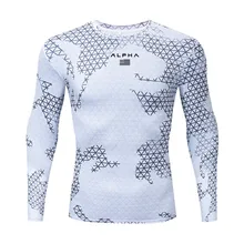 Футболка с 3D принтом, компрессионные колготки, Мужская футболка для фитнеса, бега, дышащая спортивная одежда с длинным рукавом, Рашгард, одежда для велоспорта