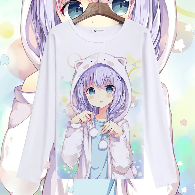 Футболка для косплея с кроликом Is the order кафuu Chino Hoto Kokoa весенне-осенняя футболка