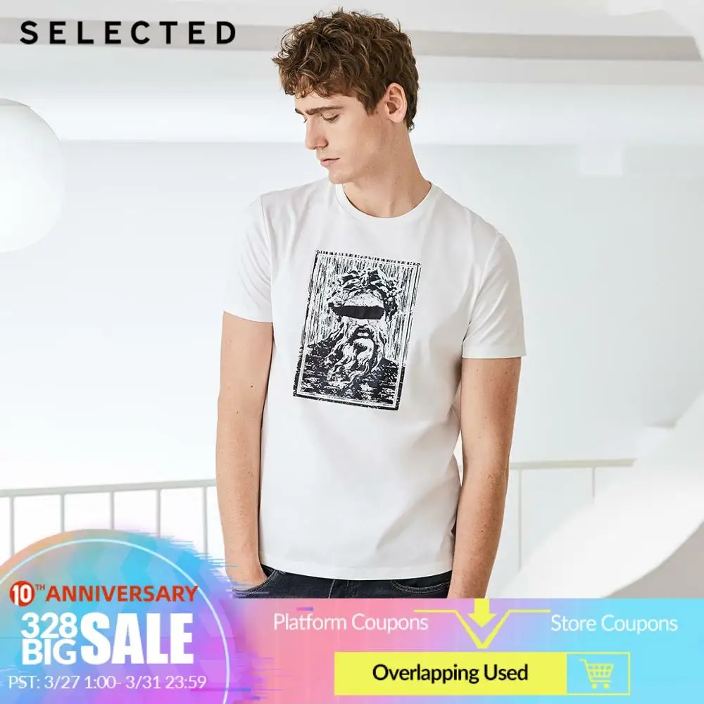 

SELECTED Men's 100% Cotton Regular Fit O-Neck Short-sleeved T-shirt S|419201565