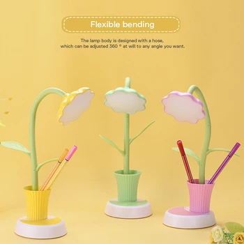 

Portable LED Desk Lamp Pink/Green/Yellow Touch Switch Eye Protection Table Light 3 Modes Dimmable USB Rechargeable Desk Lights