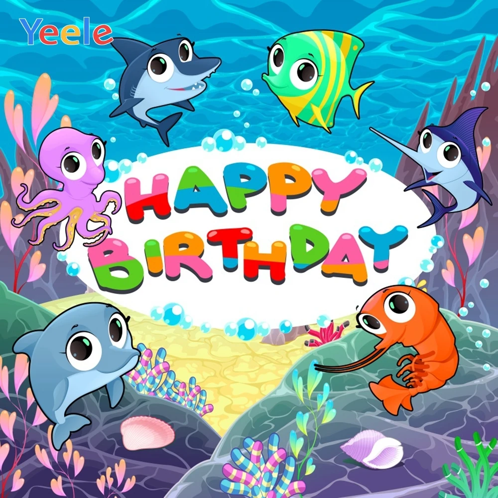 

Yeele Underwater World Cartoon Baby Birthday Party Photography Backgrounds Customized Photographic Backdrops For Photo Studio