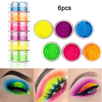 

6 pcs/set Neon Mineral Loose Powder Eyeshadow Makeup Palette Pigmented Matte Powder Colourful Eye Shadow Nail Powder