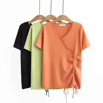 

2020 New Fashion Brand Oversized Plus Size Tshirt Teeshirt Teeshirt Casual Short Solid V-neck