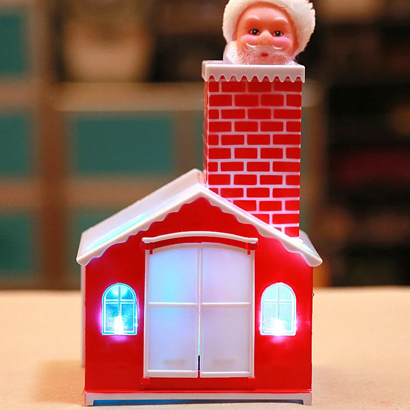 Рождественская электрическая плюшевая кукла, игрушки Санта Клаус, поднимающийся дом с дымоходом для детей, рождественский подарок, дропшиппинг