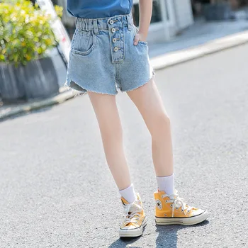 

Girls' loose and westernized denim shorts 2020 summer new medium and big children's casual all-around wear 6-17
